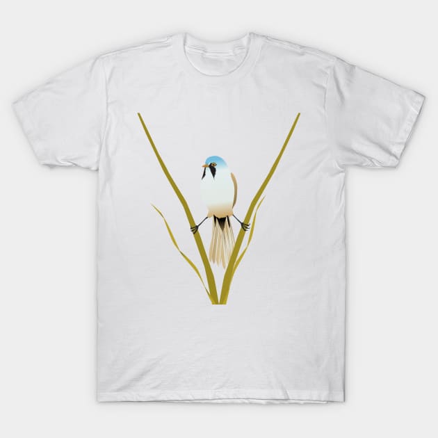 Bearded reedling digital illustration T-Shirt by Bwiselizzy